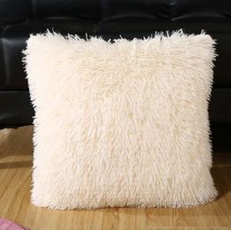 14 Colours 18'' Hot Sale Super Soft Plush Faux Fur Fleece Throw Pillow Cases Cotton Home Linen Square Pillow Case Cover