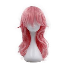 Pink Wigs Synthetic Wigs Cosplay Wig Long Slight Wavy With Ombre Bangs High Temperatire Fibre Hair For Women