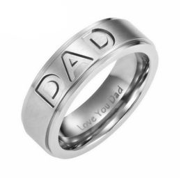 Hot Sale Four Colours Titanium Steel Ring for Dad Gifts Trendy Love You Dad Rings for Men Jewellery Accessories Populaire Anneau