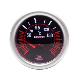 Cnspeed 52mm Universal LED Smoke Len 12V Oil temp Gauge Meter with Temperature sensor