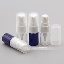 6ML PET Cream Lotion Pump Refillable Mini Plastic Dispenser Bottle Liquid Shampoo Container Travel Size Clear And Blue Color