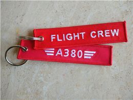 Flight Crew A380 Aviation Embroidered Key Chain Keyrings 13 x 2.8cm 100pcs lot