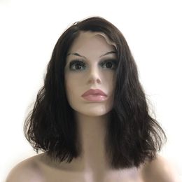 Water Wave Front Lace Wigs Cheap Brazilian Virgin Deep Curly Human Hair Wigs For Women #1B Black Short Bob Wigs Pre Plucked Hair