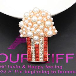 Gold Plated Alloy Elegant Faux Pearl Style Women Wedding Bridal Bouquet Brooch Stunning Diamante Lady Apparel Accessories Pins