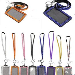 Rhinestone Bling Crystal Beads Lanyard with Vertical ID Badge Holder Neck Strap for Cell phone Mobile phone 8 Colours can mix Colours