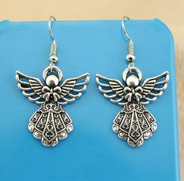 20Pair Vintage Tibetan Silver Alloy Angle Dangle Earrings For Women Jewelry