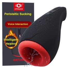 High End Intelligent Male Masturbator Peristaltic Sucking 6 Kinds Vibration Heating Control Sex Machine Oral Sex Toys for Men S19706