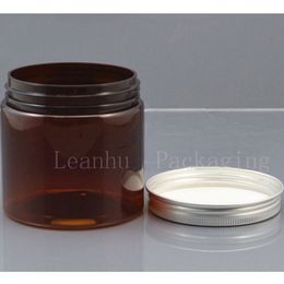 Brown PET Empty Cream Jars Cosmetic Packaging,200CC DIY Makeup Containers,Refillable Feminine Care Plastic Face Cream Container