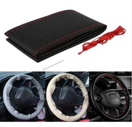 DIY Texture Soft Auto Car Steering Wheel Cover With Needles And Thread Artificial Leather Car Covers Suite 3 Color to Choose