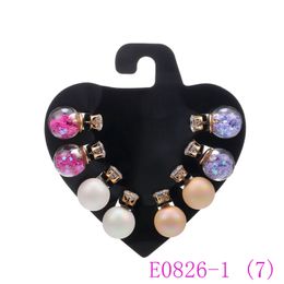 3 set Bohemian Both Sides Plush Ball Stud Earring Female Simulated Pearl Resin Earrings Set For Women ear stud E0826-1