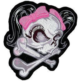 HOT SALE Cooleat Lady Pink Skull MC Back Embroidery Patch Motorcycle Club Vest Outlaw Biker MC Colours Patch Free Shipping