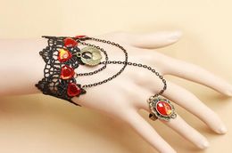 free new Fashion beauty angel wings lace bracelet with ruby ring set wrist jewelry fashion classic exquisite elegance