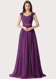 Plus Size Cap Sleeves Chiffon Bridesmaid Dresses Floor Length Lace Applique Formal Evening Party Dresses Maid Of Honour Gowns DH4254