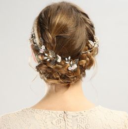 High end shell Colour ceramic headwear, golden leaf hairpin set, accessories, bridal ornaments.