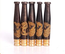 Ebony Carving Dragons filter cigarette mouthpiece wooden cigarette holder accessories