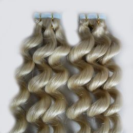 Brazilian Loose Wave Hair Tape in human hair extensions 12" 14" 16" 18" 20" 22" 24" 100g 40pcs Skin Weft blonde tape hair extensions