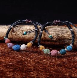 Fashion Lava Stone Multicolor Bracelets Bangles For Women Jewelry Weave Essential Oil Diffuser Bracelet