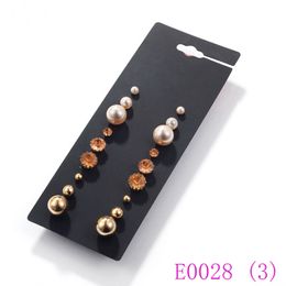 3 set ear stud Punk Fashion Stud Earrings Set For Women Elegant Mixed Crystal metal Ball Earings Jewellery E0028