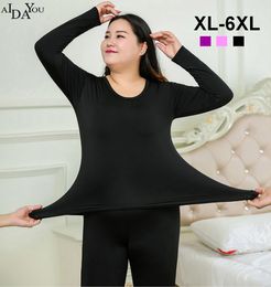 New Arrivals plus size 6xl Winter Warm Women's Thermal Fleece Underwear Set Female good elasticity Soft Long Johns ouc1721