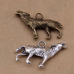 200Pcs lot Wolf Charms Pendant, Coyote Charm Pendant, antique silver & antique bronze, 2 sided charm free shipping