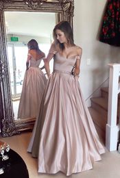 Sexy Off The Shoulder Blush Pink Evening Gowns Beaded Sash Satin Long Backless Runway Formal Prom Dresses Royal Blue Burgundy Custom Made