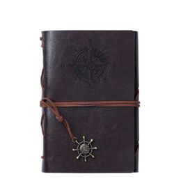 A5 spiral school Notebook Traveller Journal Diary Book Vintage Pirate Anchors Pu Leather Note Book Cowhide paper noepads Xmas Gift