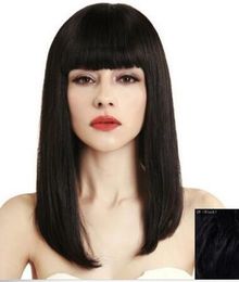Just like real hair! High end glamour women's long straight black full wig wig