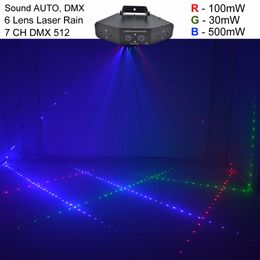 6 Eyes 7CH DMX Sound Red Green Blue RGB Full Colour Beam Laser Light Home Halloween Xmas Party DJ Show Stage Lighting performance