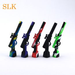 4.3 inch machine gun shape ak47 water pipes portable silicone water bong unbreakable shisha hookah tobacco smoking pipe