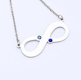 Inspirational charm Silver stainless birthstone Necklace Infinity Necklace Lucky Number 8 Pendant Gifts for Graduation Fashion