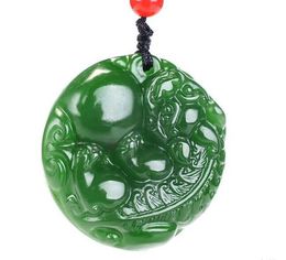 New Natural Jade China Green Jade Pendant Necklace Amulet Lucky God beast pixiu Statue Collection Summer Ornaments Natural stone