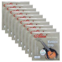 mandolin strings UK - 10Sets Alice Mandolin Strings Coated Copper Alloy Wound EADG 8 Strings Set AM04