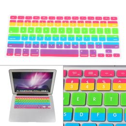 Silicone Keyboard Cover Gradient Rainbow Patten Keyboard Skin Protector Covers For Macbook Pro Air 13 15 17