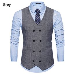 2018 Custom Made Waistcoat Wedding Suits Vest Men Suits Grey Black Khaki Herringbone Tweed Slim Fit Best Man Groom Prom Plus Only Vest
