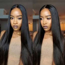 Straight Human Hair Lace Front Wigs 100% Unprocessed Brazilian Virgin Hair For Black Woman Swiss Lace Long Size Remy Human Hair Wigs Vendors