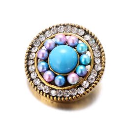 Wholesale 18mm Snap Button Metral Rhinestone Pearl Ginger Snap Jewellery Flower Circle Designs Fit Noosa Chunk Snaps Bracelets Styles Choose