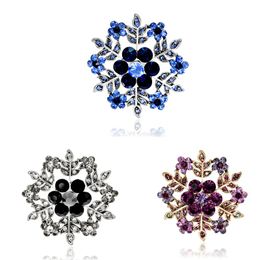 Snowflakes Brooch Shiny Blue Stones Snowflake Design Fashion Crystal Rhinestone Brooch Pins for Women Scarf Pins Jewelry Accessoires