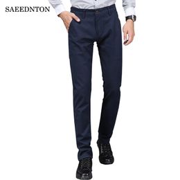 Autumn New Mens Casual Business Pant Stretch Elastic Fabric Slim Straight Pant Black Blue Khaki Trousers Big Size 44 46