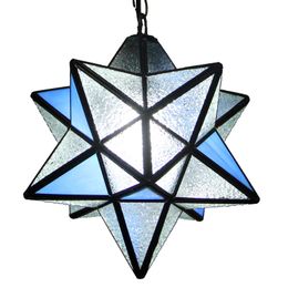 Dining Room Hanging Light Country Diamond Glass multilateral Star Chain Pendant Lamps Balcony Hallway Corridor Pendant Light