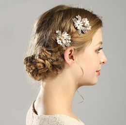 Hairpin headgear, hair accessories, gold drill, leaf wedding dress accessories