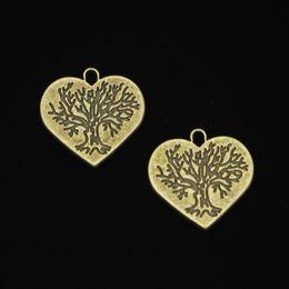 52pcs Zinc Alloy Charms Antique Bronze Plated heart world tree Charms for Jewelry Making DIY Handmade Pendants 23*23mm