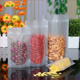Retail 100Pcs/Lot Stand Up Matte Clear Plastic Food Nuts Snack Powder Storage Bag Doypack Zip lock Valve Packaging Pouches Bag