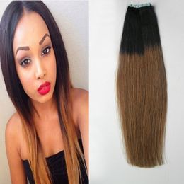 16" 18" 20" 22" 24" 26" 100g Tape In Human Extensions 100g Ombre Colour 2.5g Per Piece 40 pieces 100% Real Remy Human Hair