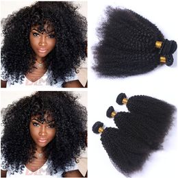 Afro Kinky Cury Peruvian Human Hair Extensions Natural Colour Double Wefted 3Bundles Afro Curly Virgin Remy Human Hair Weaving 10-30"