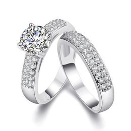 New Fashion Wedding Ring Four-claw Micro Inlay Zircon Couple Ring Fashion Anti-Real Diamond Ring Trade Jewellery Wholesale
