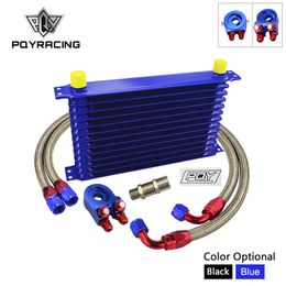 UNIVERSAL 13ROWS TRUST TYPE OIL COOLER KIT + OIL FILTER ADAPTER + NYLON BRAIDED HOSE AN10 HOSE WITH PQY STICKER+BOX PQY-5113+6721+KIT2