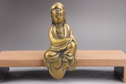 wedding light boxes UK - Exquisite Chinese Hand Carved Guanyin brass statue