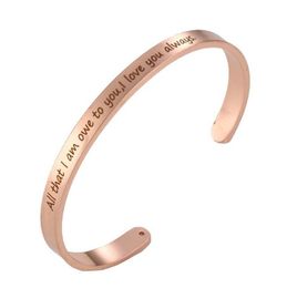 three Colours bracelet Free engraving Inspiration All that I am owe to you, I love you always cuff bracelet