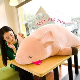Dorimytrader Large Soft Lying Pink Piggy Plush Toy Stuffed Fat Animals Pig Doll Pillow 80cm 100cm 120cm Valentine's Day Present DY61996