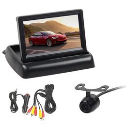 DIYKIT Wired 4.3 Inch Foldable Rear View Monitor Car Monitor Reversing Camera Car Camera Kit Back Up Parking Accessories